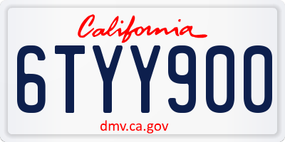 CA license plate 6TYY900