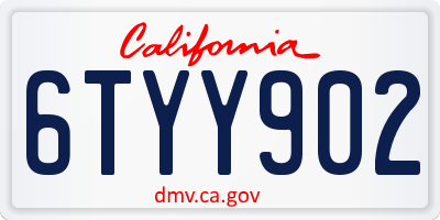 CA license plate 6TYY902