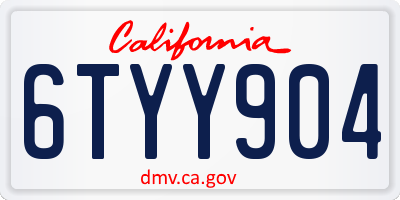 CA license plate 6TYY904