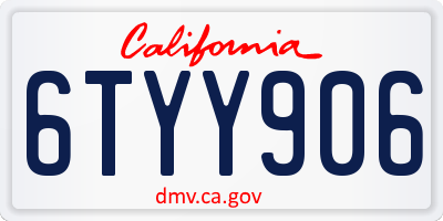CA license plate 6TYY906