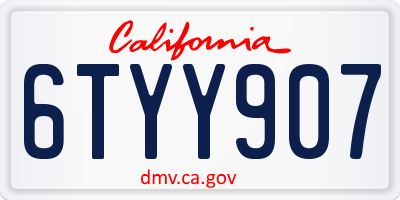 CA license plate 6TYY907