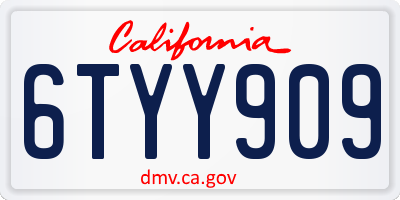 CA license plate 6TYY909