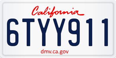 CA license plate 6TYY911