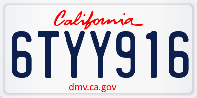 CA license plate 6TYY916