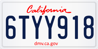 CA license plate 6TYY918