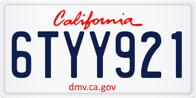 CA license plate 6TYY921