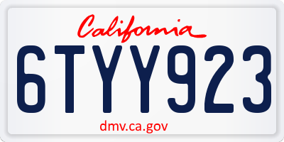 CA license plate 6TYY923