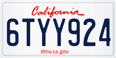 CA license plate 6TYY924