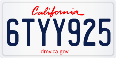 CA license plate 6TYY925