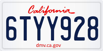 CA license plate 6TYY928