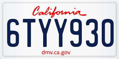 CA license plate 6TYY930