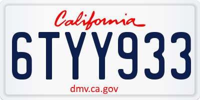 CA license plate 6TYY933