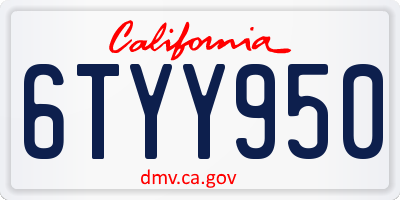 CA license plate 6TYY950