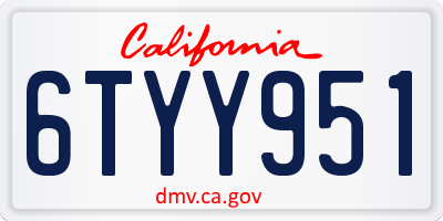 CA license plate 6TYY951
