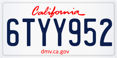 CA license plate 6TYY952