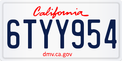 CA license plate 6TYY954