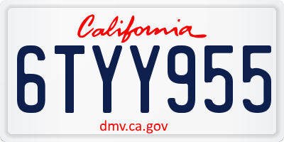 CA license plate 6TYY955