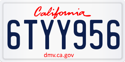 CA license plate 6TYY956