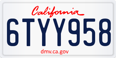 CA license plate 6TYY958