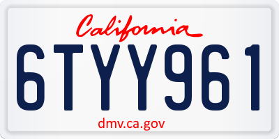 CA license plate 6TYY961
