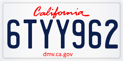 CA license plate 6TYY962