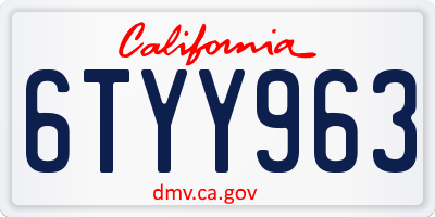 CA license plate 6TYY963