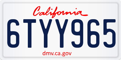 CA license plate 6TYY965