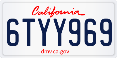 CA license plate 6TYY969