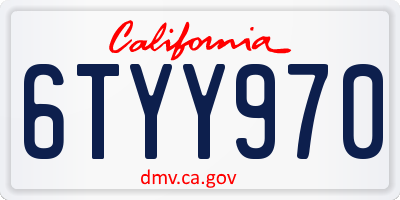 CA license plate 6TYY970