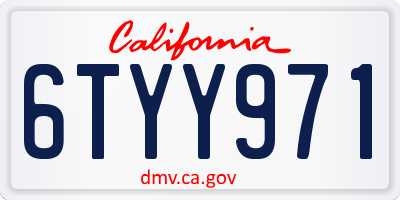 CA license plate 6TYY971