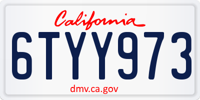 CA license plate 6TYY973