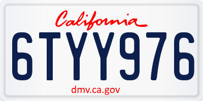 CA license plate 6TYY976