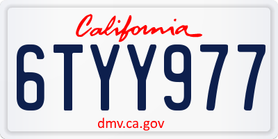 CA license plate 6TYY977
