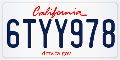 CA license plate 6TYY978