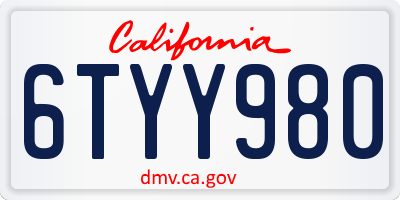 CA license plate 6TYY980
