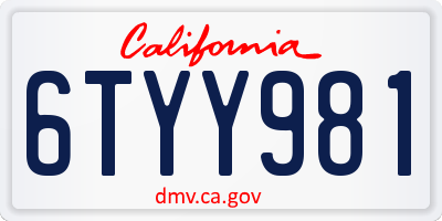 CA license plate 6TYY981