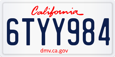 CA license plate 6TYY984