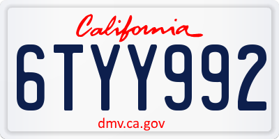 CA license plate 6TYY992