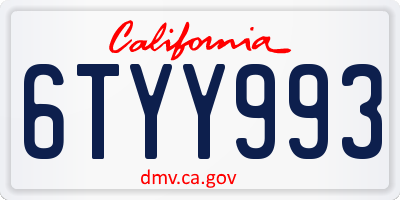 CA license plate 6TYY993