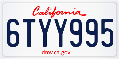 CA license plate 6TYY995
