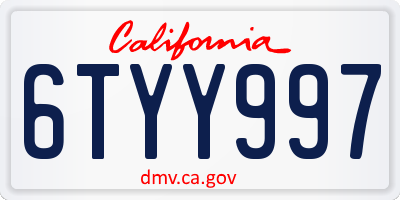 CA license plate 6TYY997