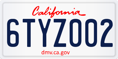 CA license plate 6TYZ002