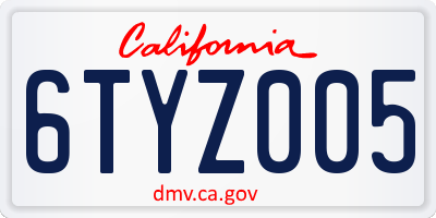 CA license plate 6TYZ005