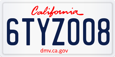 CA license plate 6TYZ008