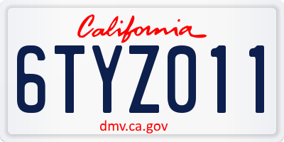 CA license plate 6TYZ011