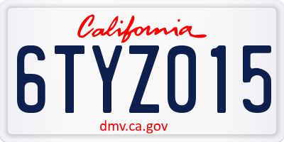 CA license plate 6TYZ015