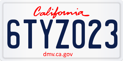 CA license plate 6TYZ023
