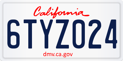 CA license plate 6TYZ024