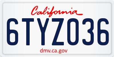 CA license plate 6TYZ036