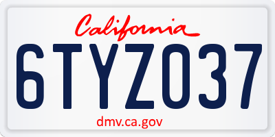 CA license plate 6TYZ037